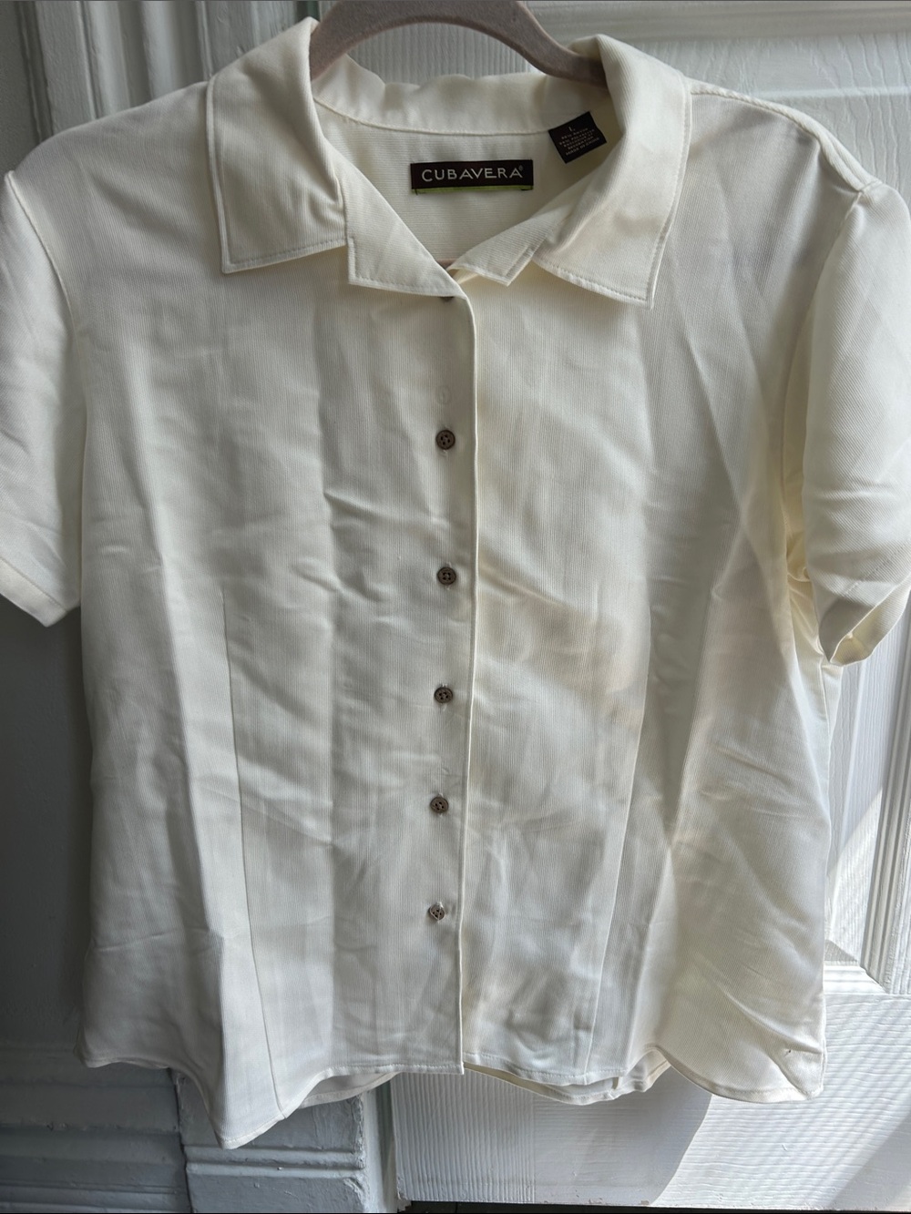 Cubavera Ivory Short-Sleeve Button Front Shirt